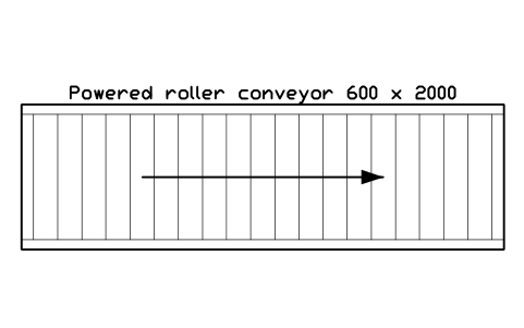 Preview of the Powered roller conveyor 600 x 2000 symbol, block WHL_ROLLER_POW_600