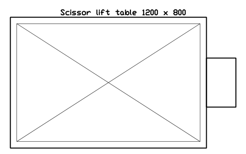 Preview of the Scissor lift table 1200 x 800 symbol, block WHL_SCISSOR_TABLE