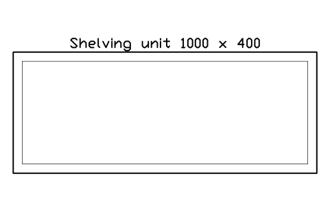 Preview of the Shelving unit 1000 x 400 symbol, block WHL_SHELF_1000X400