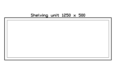 Preview of the Shelving unit 1250 x 500 symbol, block WHL_SHELF_1250X500