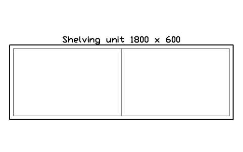 Preview of the Shelving unit 1800 x 600 symbol, block WHL_SHELF_1800X600