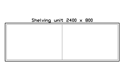 Preview of the Shelving unit 2400 x 800 symbol, block WHL_SHELF_2400X800