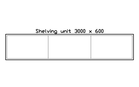 Preview of the Shelving unit 3000 x 600 symbol, block WHL_SHELF_3000X600