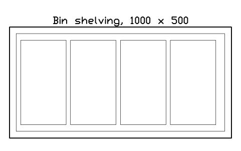 Preview of the Bin shelving, 1000 x 500 symbol, block WHL_SHELF_BIN_1000