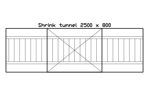 Preview of the Shrink tunnel 2500 x 800 symbol, block WHL_SHRINK_TUNNEL