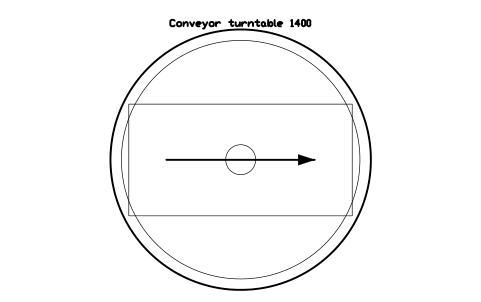 Preview of the Conveyor turntable 1400 symbol, block WHL_TURNTABLE