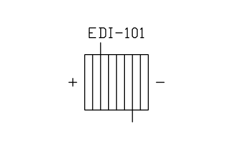 Prévia do símbolo EDI / electrodeionisation stack, bloco WTR_EDI