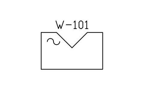 Prévia do símbolo Weir, V-notch, bloco WTR_WEIR_VNOTCH