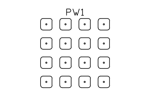 Anteprima del simbolo Griglia di cuscini, 16 posti, 3000 x 3000, blocco WSP_CUSHION_GRID_16
