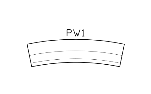 Anteprima del simbolo Panca curva, 3600, raggio 9000, blocco WSP_PEW_CURVE_3600