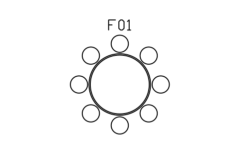Anteprima del simbolo Tavolo rotondo, 8 sedie, 1500, blocco WSP_TABLE_ROUND_1500
