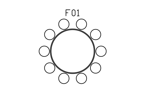 Anteprima del simbolo Tavolo rotondo, 10 sedie, 1800, blocco WSP_TABLE_ROUND_1800