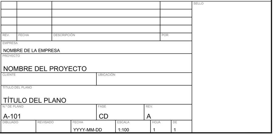 Cajetín Arquitectura con etiquetas en Español
