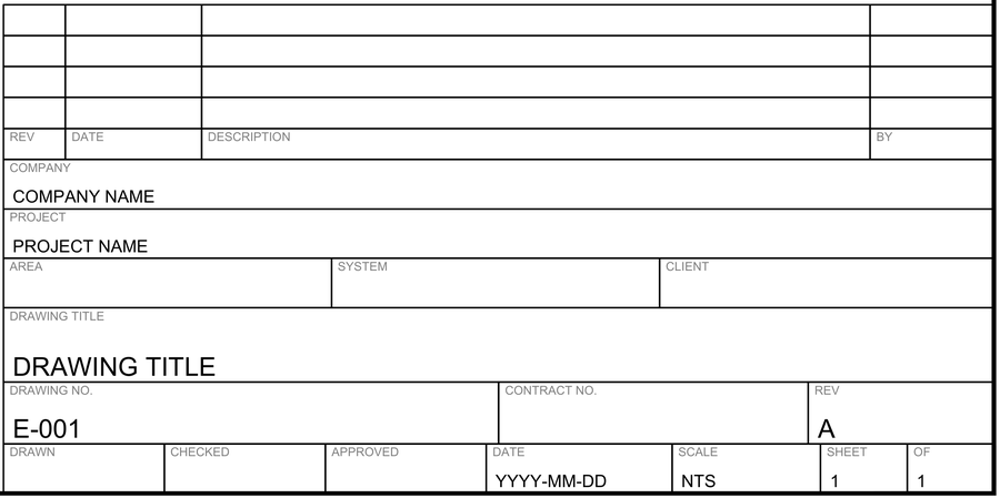 Electrical and process title block with English labels