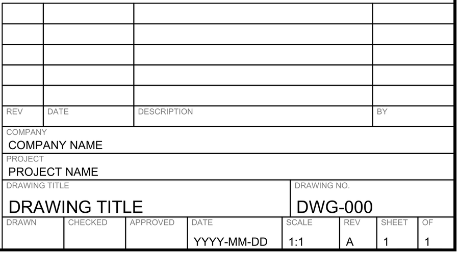 With revision table title block with English labels